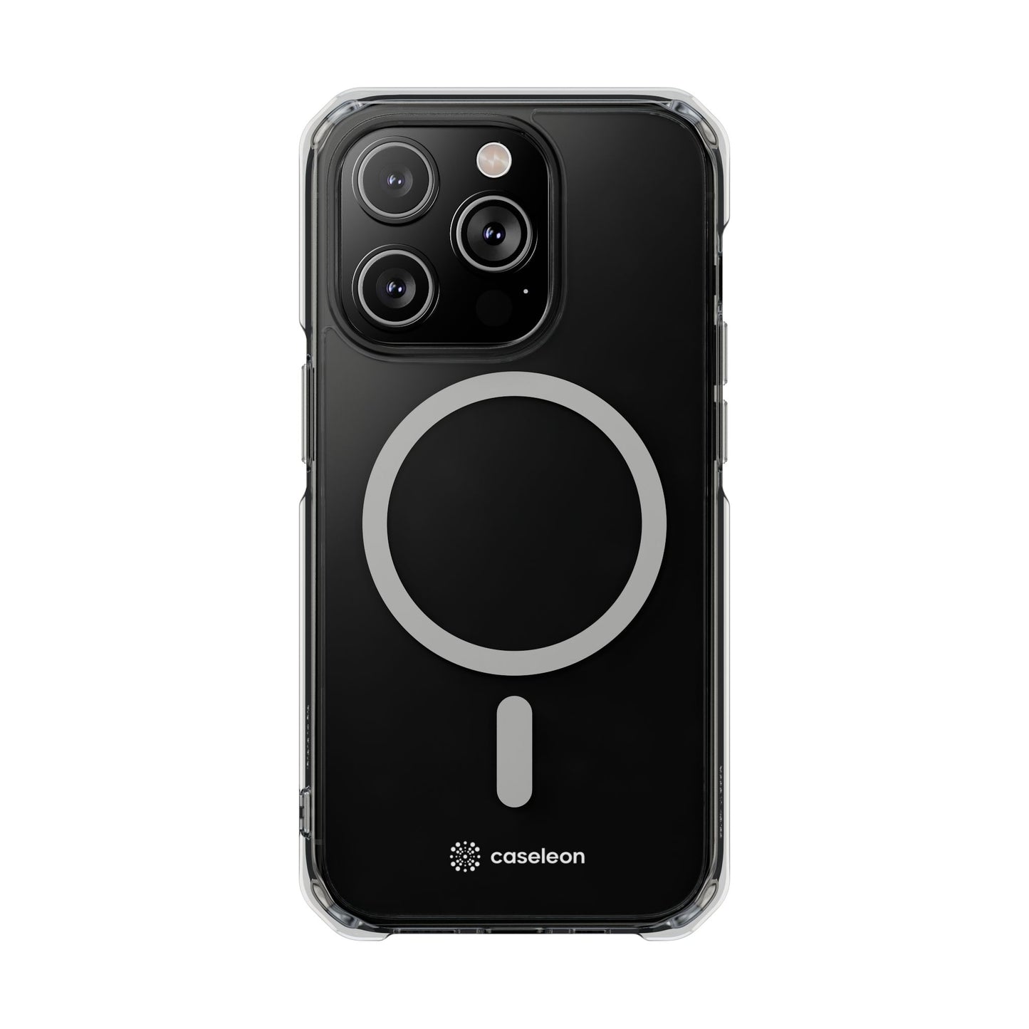 Magnetic Clear Case - White Logo - Caseleon