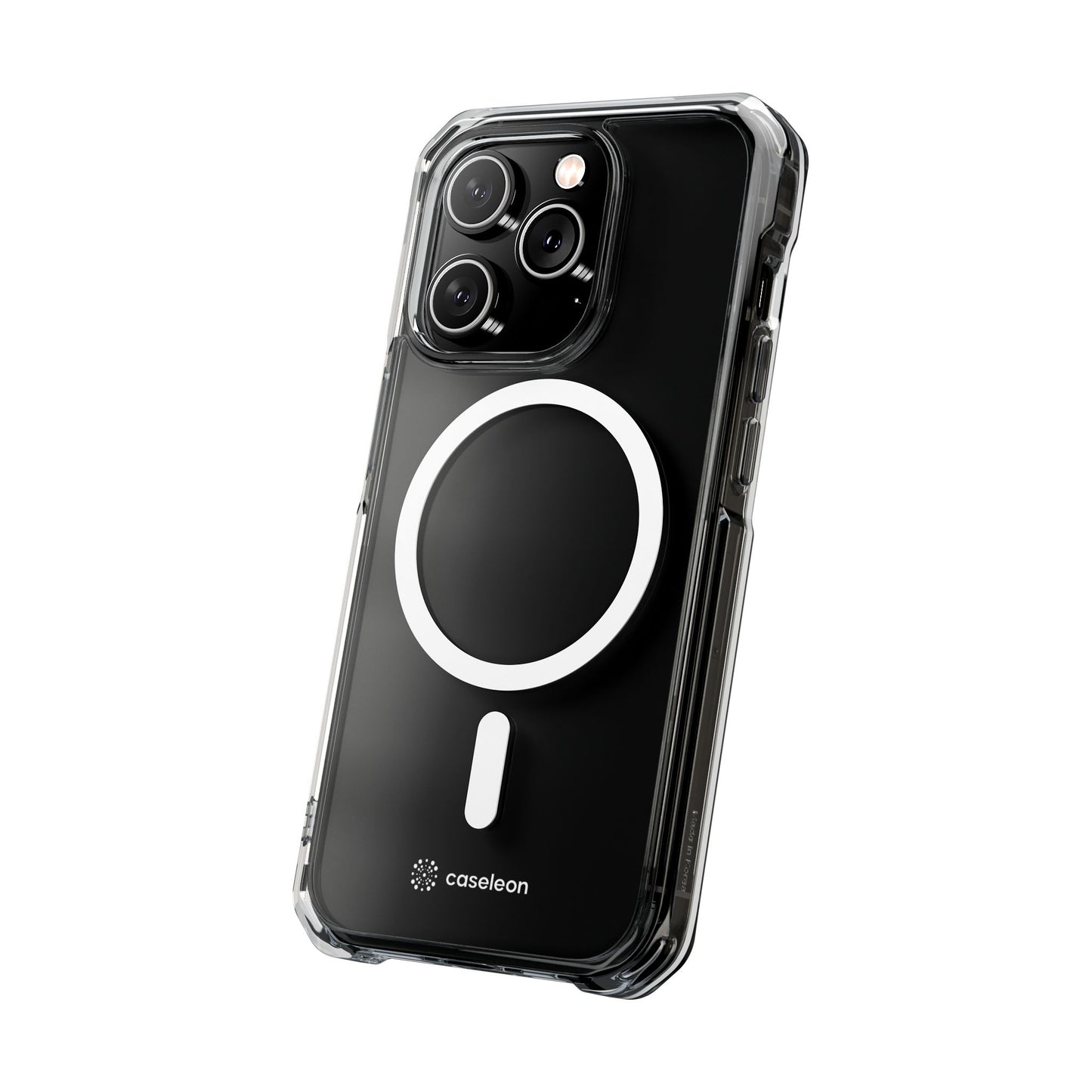 Magnetic Clear Case - White Logo - Caseleon