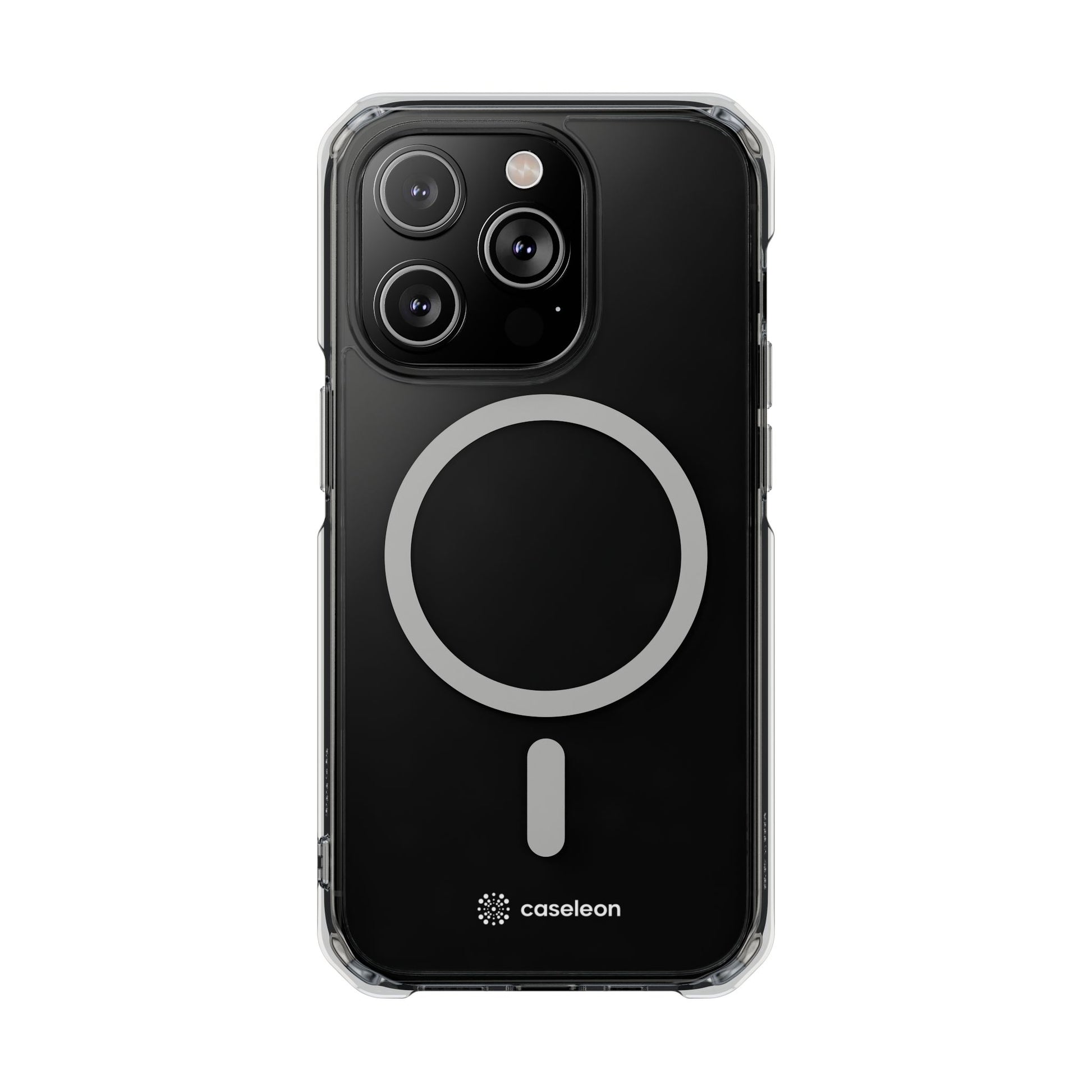 Magnetic Clear Case - White Logo - Caseleon