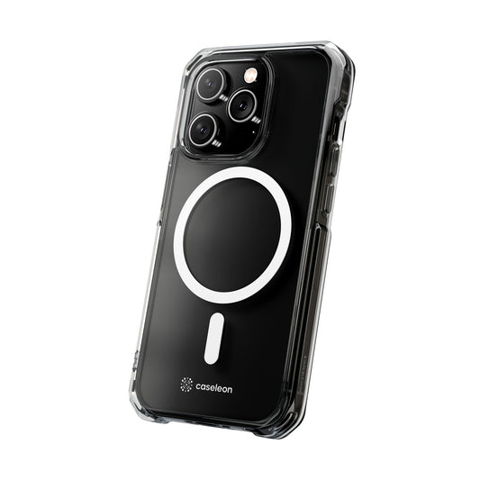 Magnetic Clear Case - White Logo - Caseleon